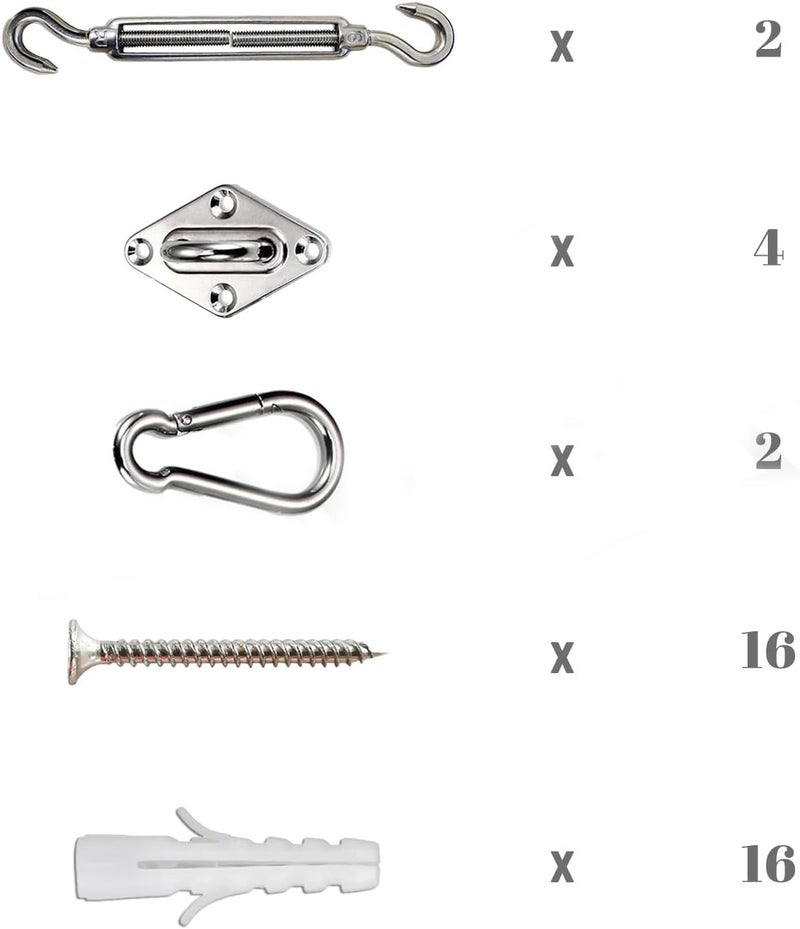 SUNNY GUARD Sun Shade Sail 304 Stainless Steel Hardware Kit 6 Inch for Rectangle Shade Sail Installation for Backyard Yard Deck Patio Garden - Image 5